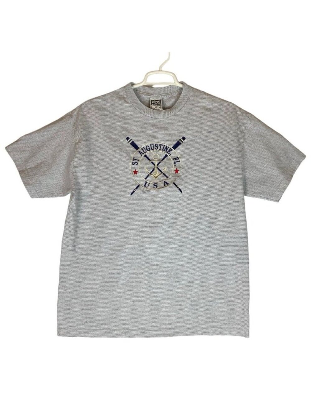 St Augustine FL USA T Shirt Size XL King Cotton Embroidered Nautical Vtg 90s